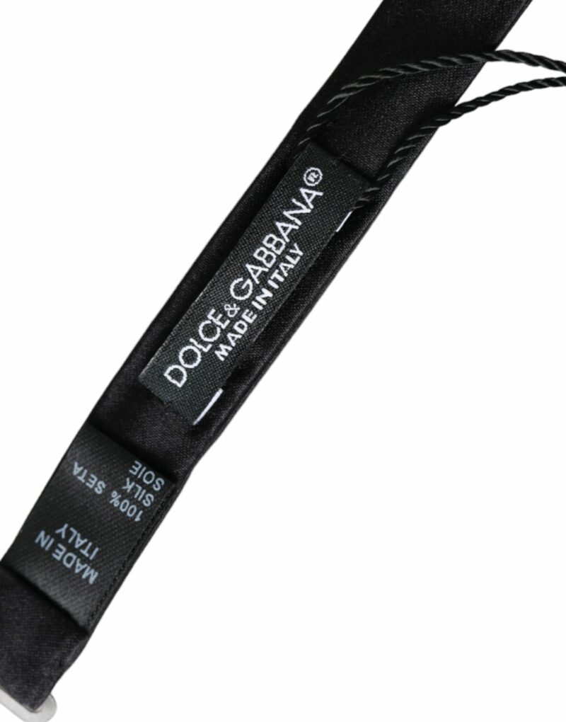 Dolce & Gabbana Black Silk Adjustable Neck Men Bow Tie - Image 4