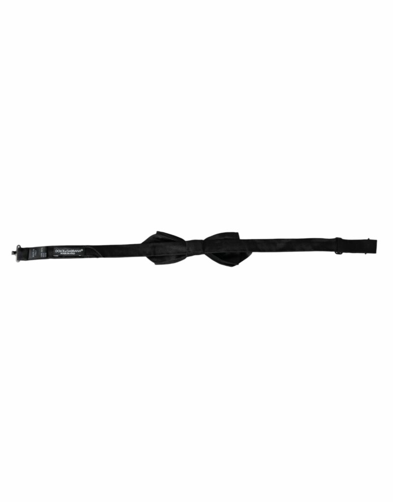 Dolce & Gabbana Black Silk Adjustable Neck Men Bow Tie - Image 6