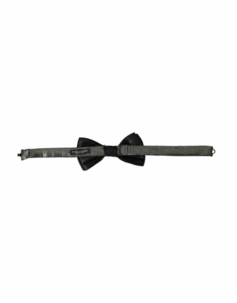 Dolce & Gabbana Black Fantasy Silk Adjustable Neck Men Bow Tie - Image 5