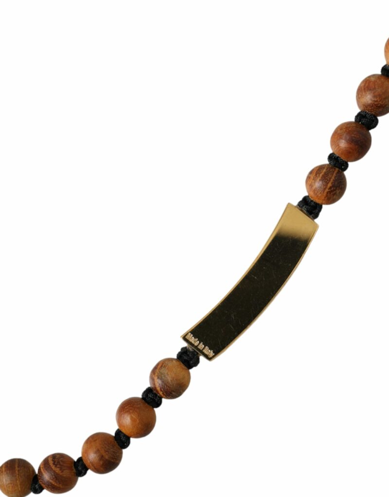 Dolce & Gabbana Black Gold Wooden Beaded Logo Pendant - Image 5
