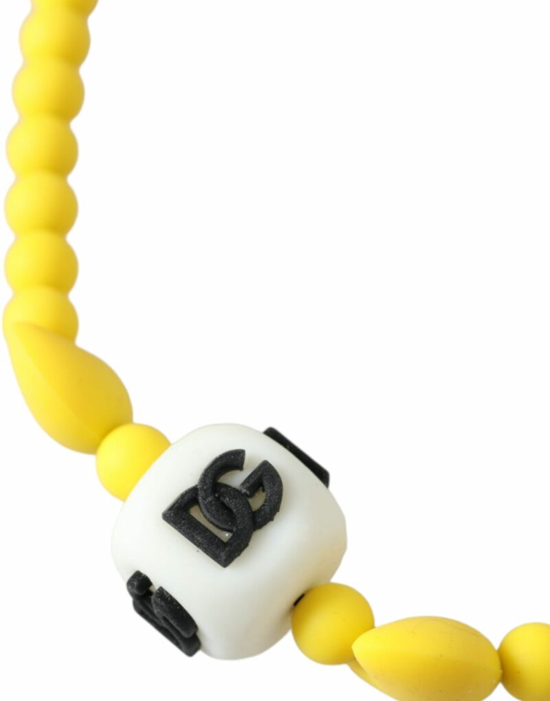 Dolce & Gabbana Yellow Beaded Chain DG Logo Charm Necklace - Image 3