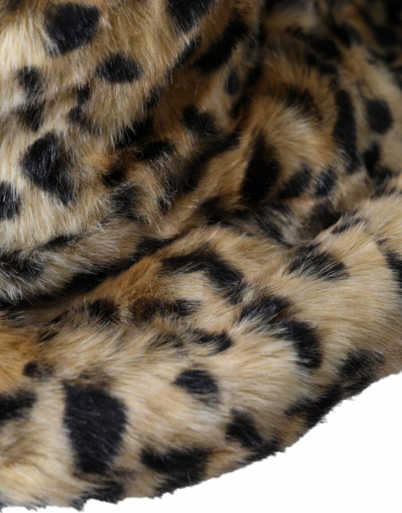 Dolce & Gabbana Brown Leopard Fur Women Bucket Hat - Image 6