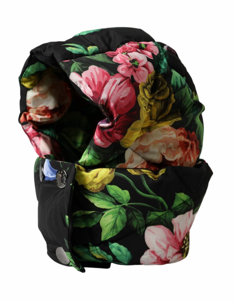 Dolce & Gabbana Black Floral Print Whole Head Wrap Hat - Image 3
