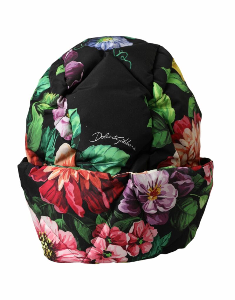 Dolce & Gabbana Black Floral Print Whole Head Wrap Hat - Image 4