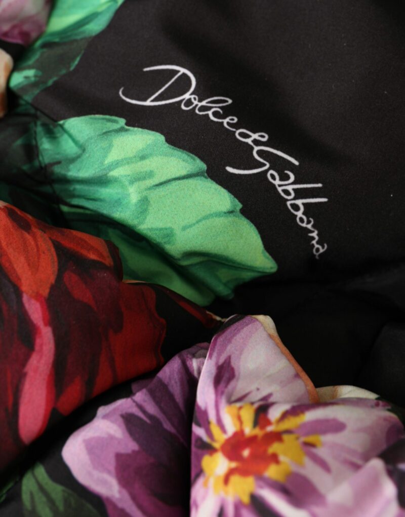 Dolce & Gabbana Black Floral Print Whole Head Wrap Hat - Image 5