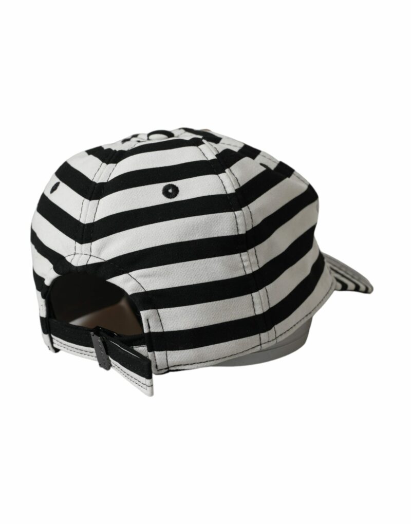 Dolce & Gabbana Black White Stripe Amore Heart Applique Baseball Hat - Image 4