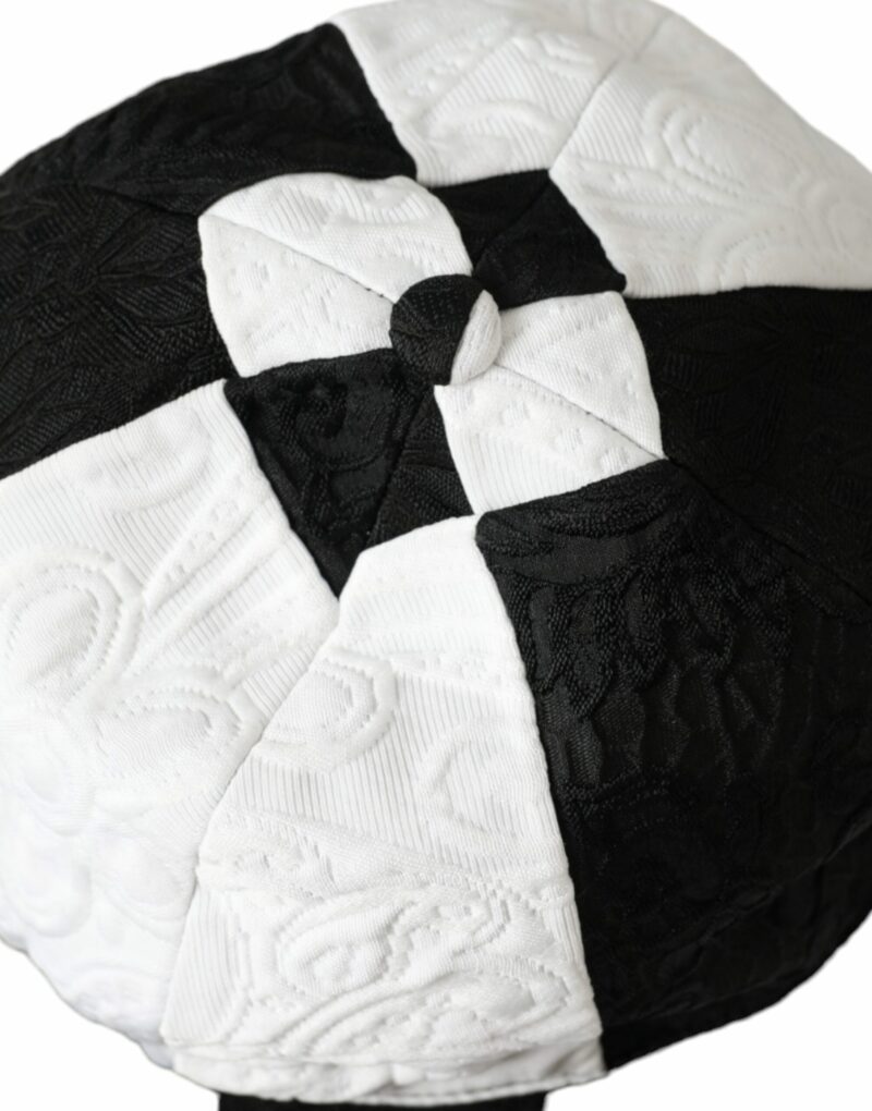 Dolce & Gabbana Black White Checkered Wide Brim Floppy Hat - Image 6