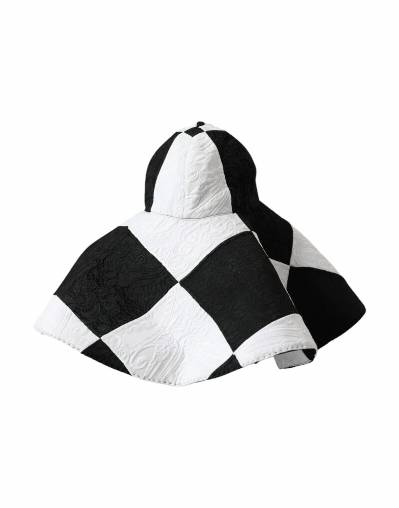Dolce & Gabbana Black White Checkered Wide Brim Floppy Hat - Image 7