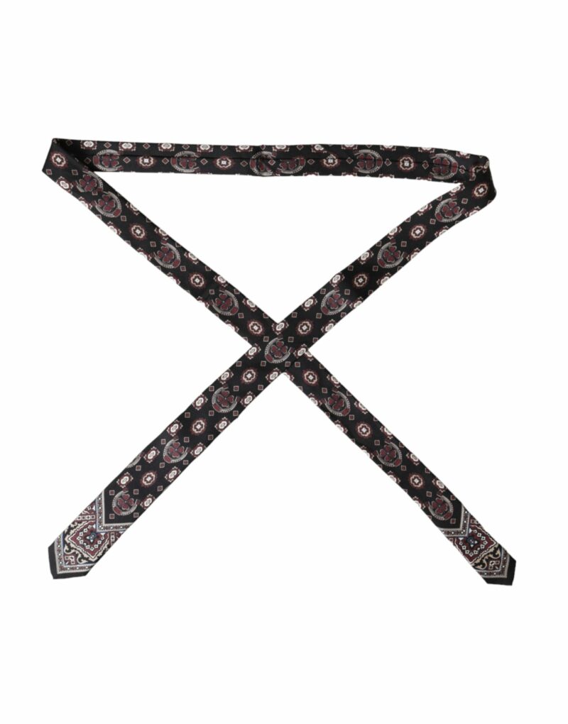 Dolce & Gabbana Black Printed 100% Silk Adjustable Men Tie - Image 3