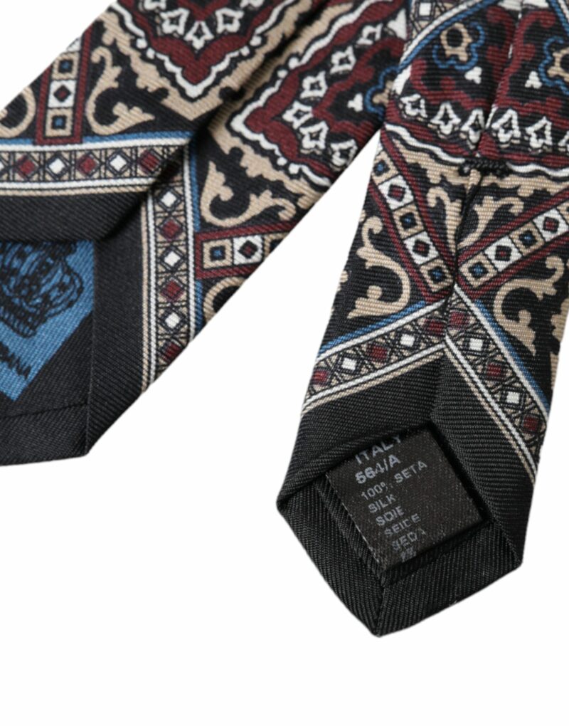 Dolce & Gabbana Black Printed 100% Silk Adjustable Men Tie - Image 4
