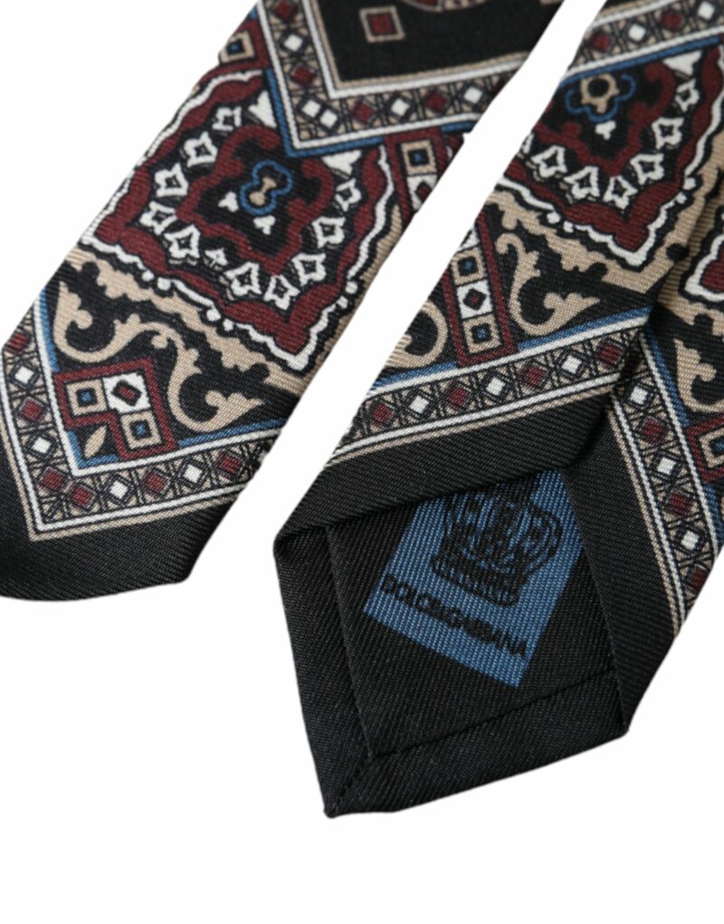 Dolce & Gabbana Black Printed 100% Silk Adjustable Men Tie - Image 5