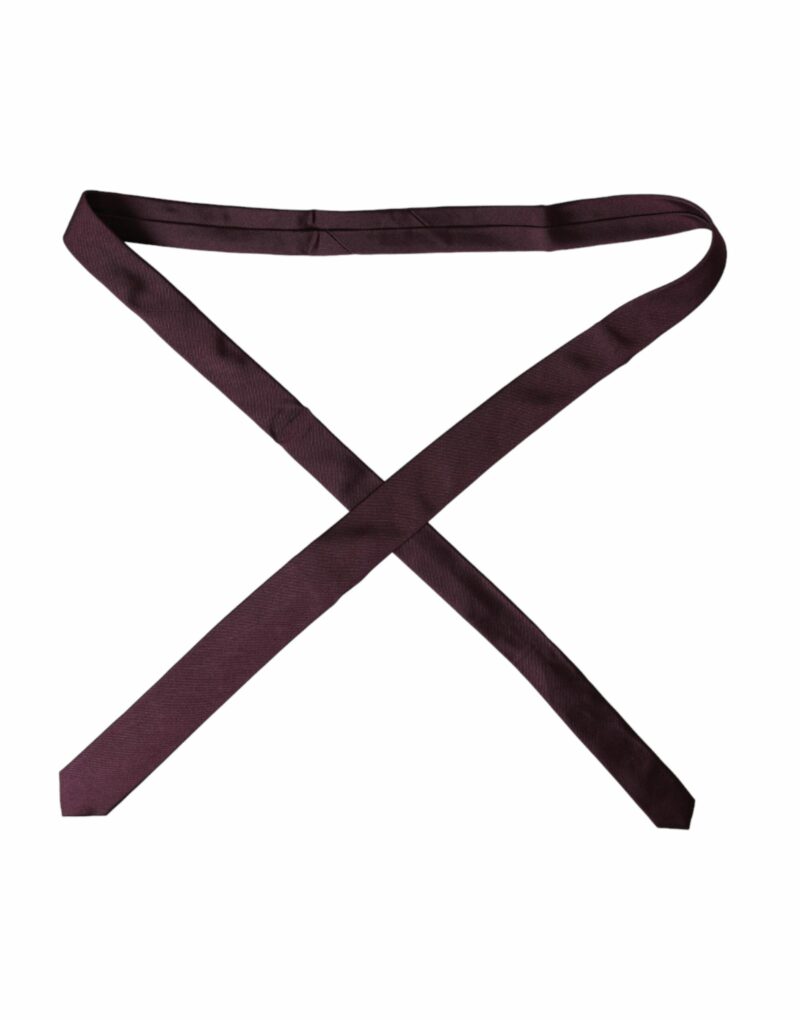 Dolce & Gabbana Bordeaux Solid 100% Silk Adjustable Men Tie - Image 3