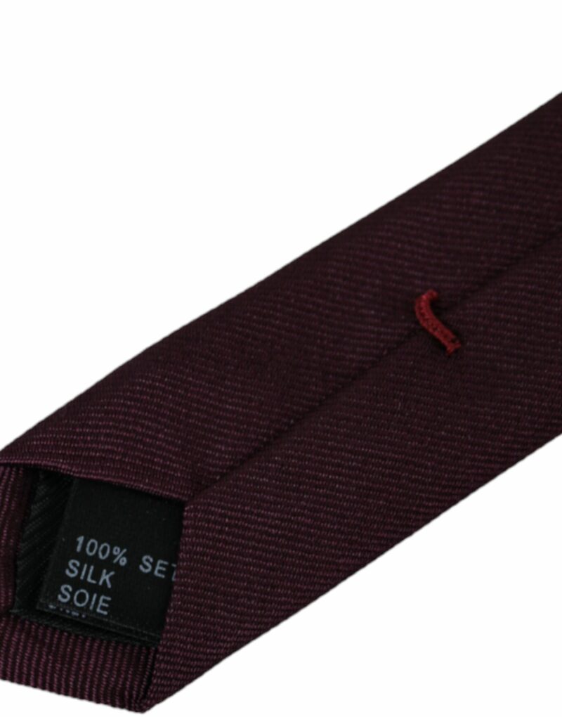 Dolce & Gabbana Bordeaux Solid 100% Silk Adjustable Men Tie - Image 4