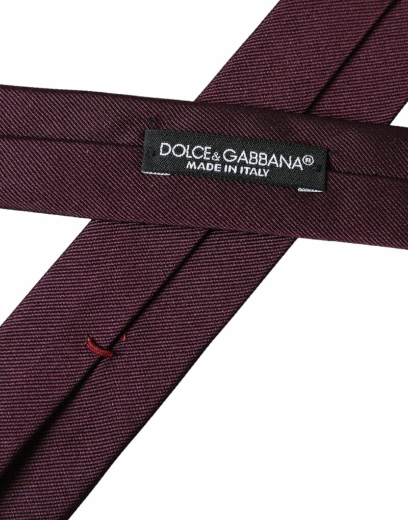 Dolce & Gabbana Bordeaux Solid 100% Silk Adjustable Men Tie - Image 5
