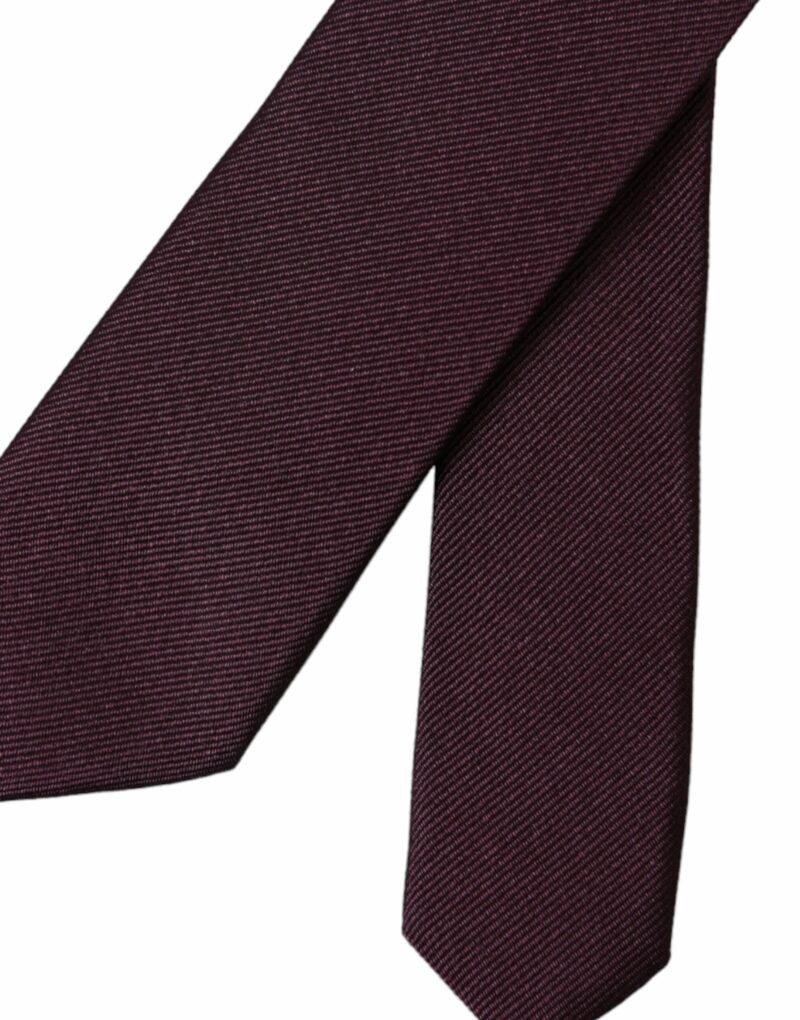 Dolce & Gabbana Bordeaux Solid 100% Silk Adjustable Men Tie - Image 6