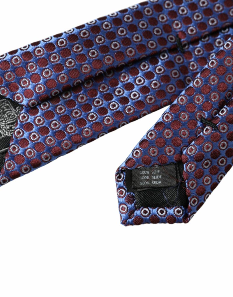 Dolce & Gabbana Blue Purple Patterned Silk Adjustable Men Tie - Image 4