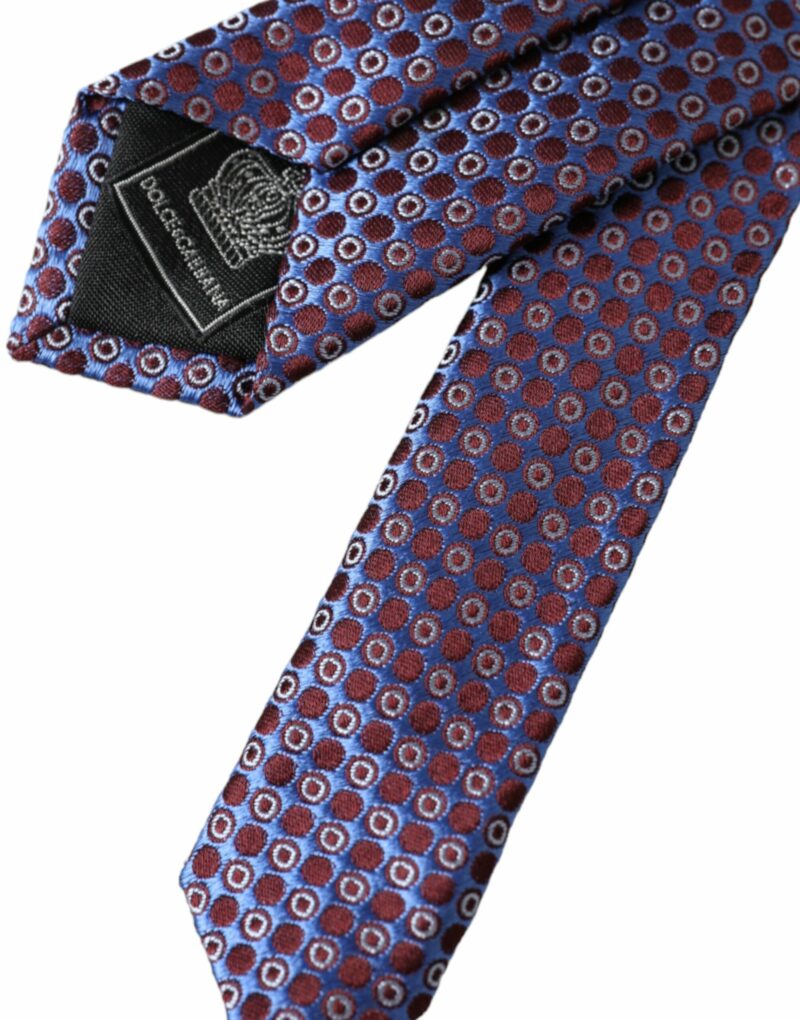 Dolce & Gabbana Blue Purple Patterned Silk Adjustable Men Tie - Image 5