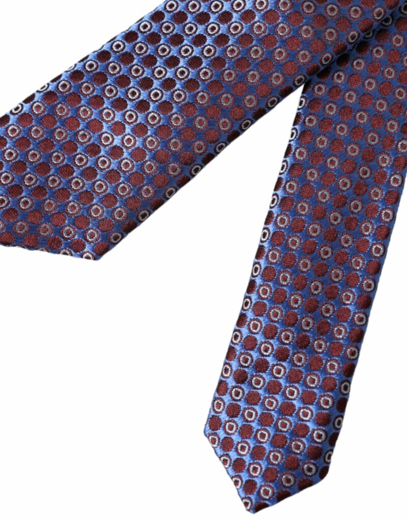 Dolce & Gabbana Blue Purple Patterned Silk Adjustable Men Tie - Image 6