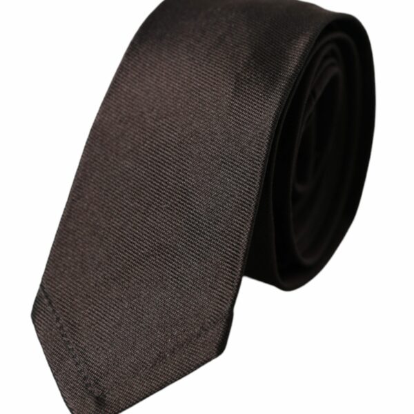 Dolce & Gabbana Brown Solid 100% Silk Adjustable Tie