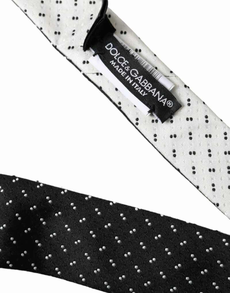 Dolce & Gabbana Black White Patterned Adjustable Tie - Image 4