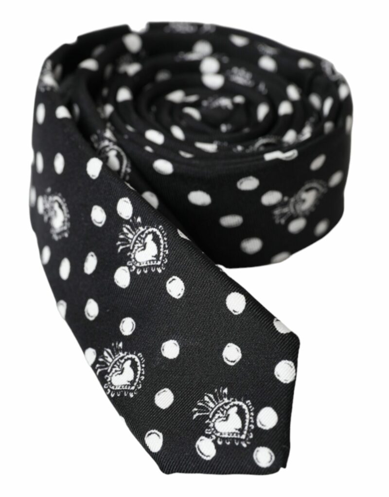 Dolce & Gabbana Black Heart Polka Dot Adjustable Tie - Image 2