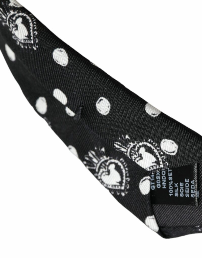 Dolce & Gabbana Black Heart Polka Dot Adjustable Tie - Image 5
