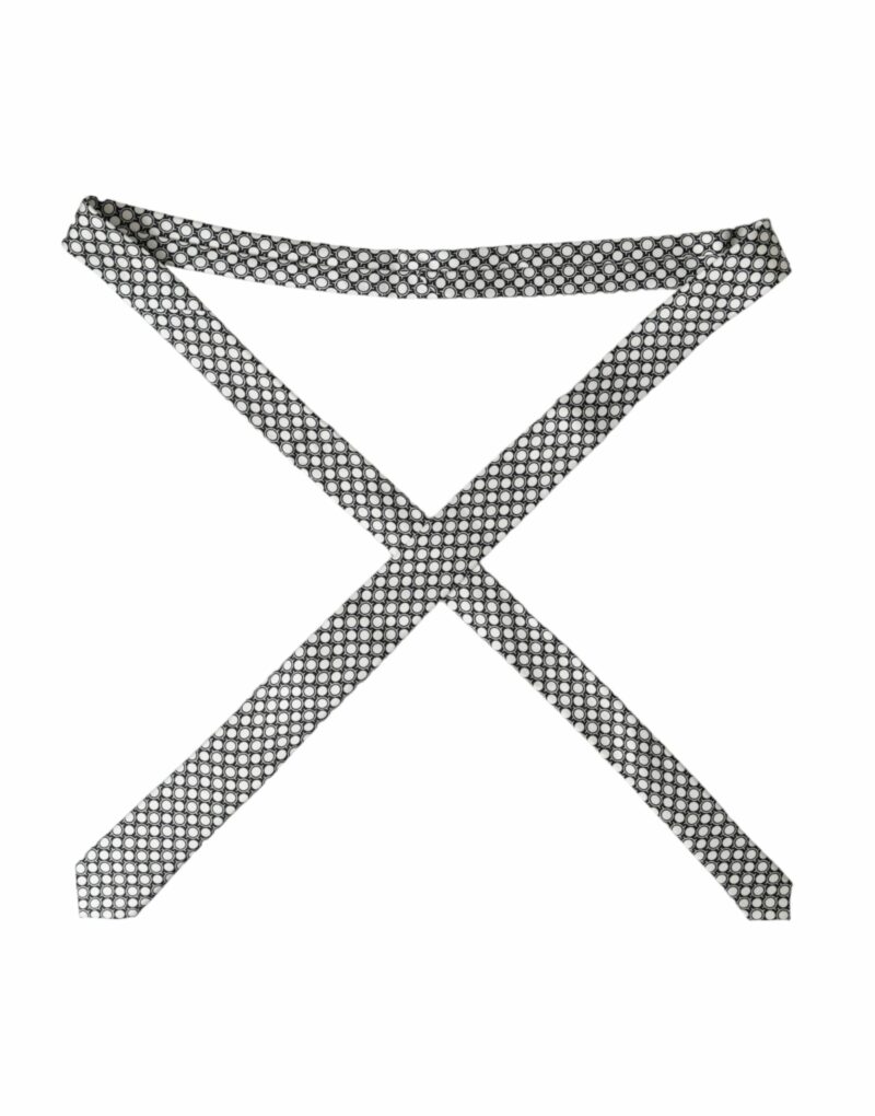 Dolce & Gabbana White Circles 100% Silk Adjustable Tie - Image 2