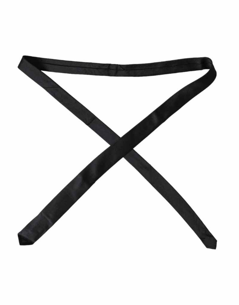 Dolce & Gabbana Black Solid 100% Silk Adjustable Tie - Image 2