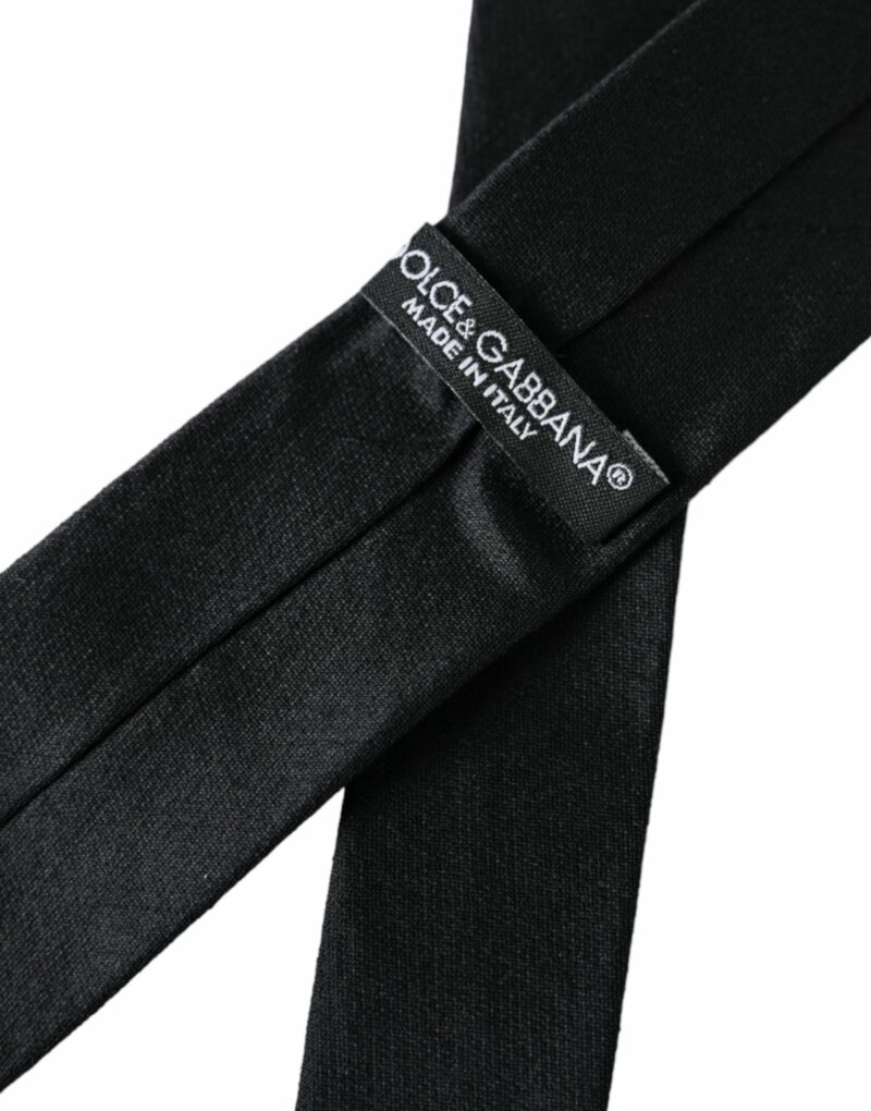 Dolce & Gabbana Black Solid 100% Silk Adjustable Tie - Image 3
