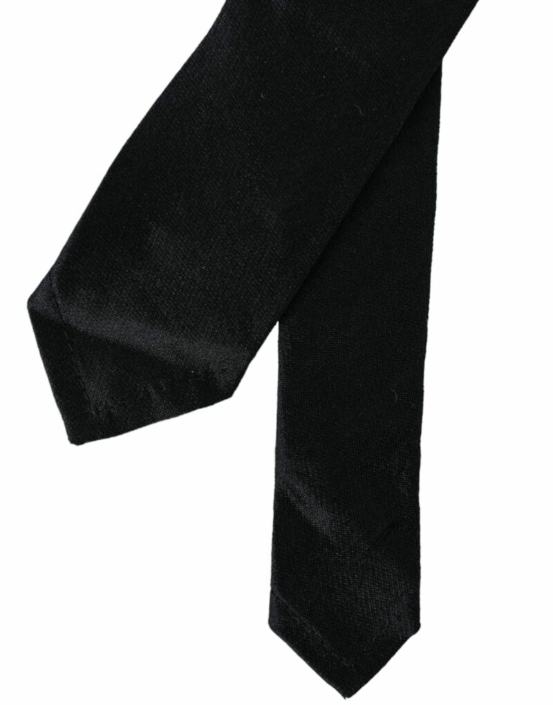 Dolce & Gabbana Black Solid 100% Silk Adjustable Tie - Image 4