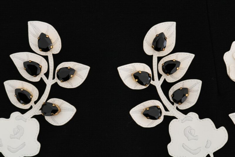 Dolce & Gabbana Black White Floral Baroque Crystal Pencil Skirt - Image 5