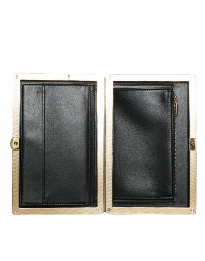 Dolce & Gabbana Black Velvet Gold Frame Clutch Evening Party Purse Bag - Image 8