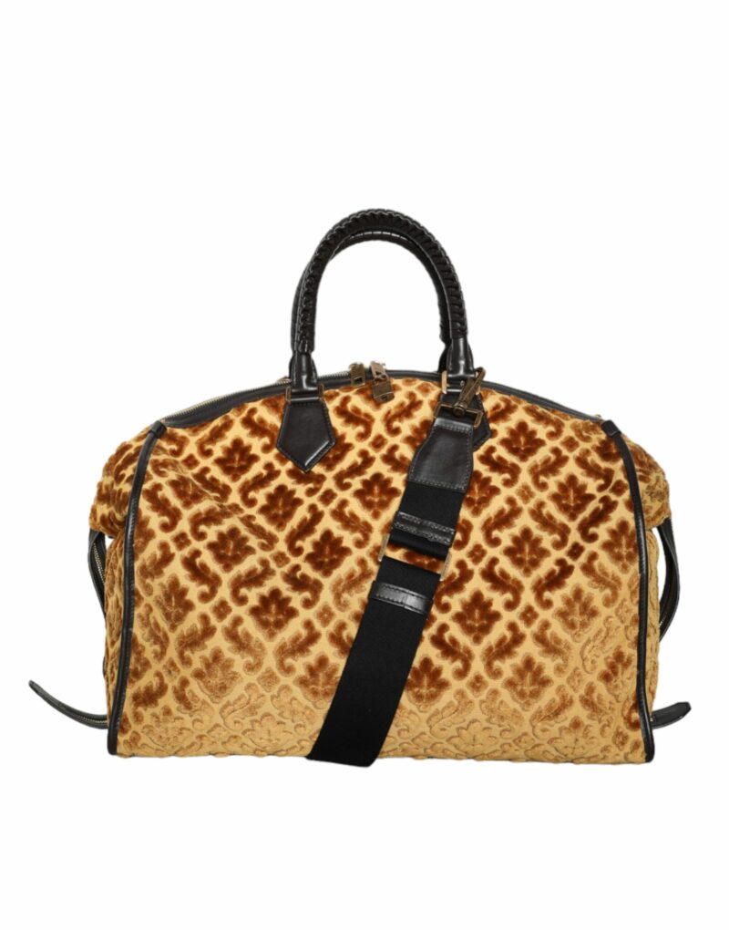 Dolce & Gabbana Beige Velvet Top Handle Shoulder Duffle Women Bag - Image 2