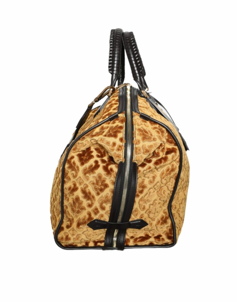 Dolce & Gabbana Beige Velvet Top Handle Shoulder Duffle Women Bag - Image 3