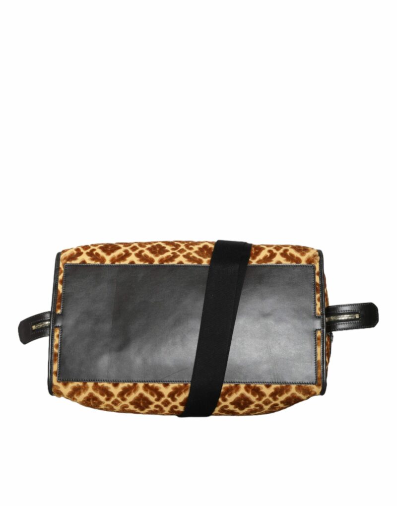 Dolce & Gabbana Beige Velvet Top Handle Shoulder Duffle Women Bag - Image 6