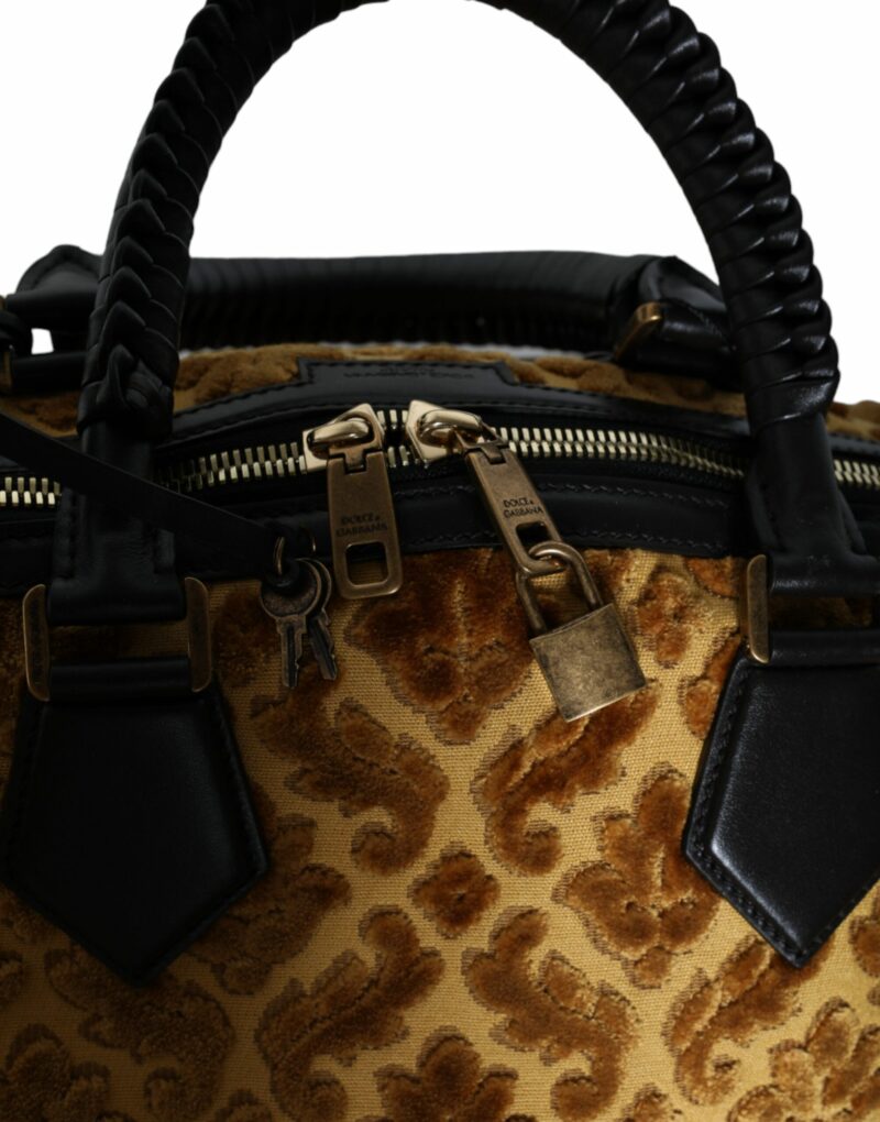 Dolce & Gabbana Beige Velvet Top Handle Shoulder Duffle Women Bag - Image 7