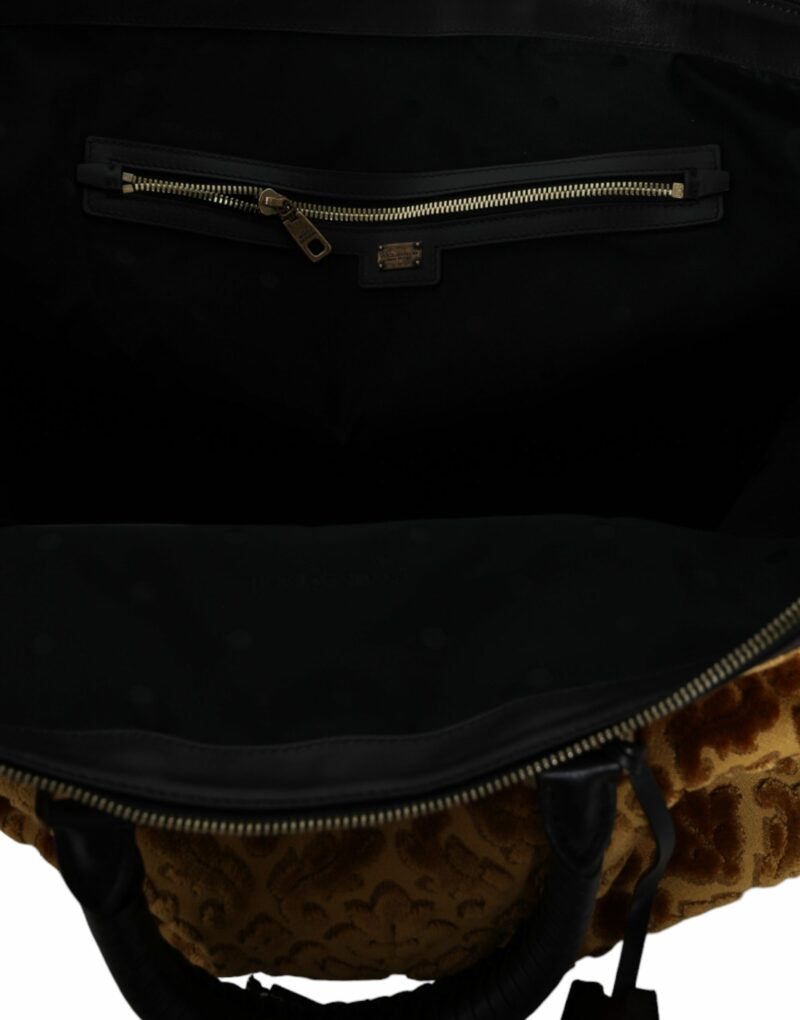Dolce & Gabbana Beige Velvet Top Handle Shoulder Duffle Women Bag - Image 8
