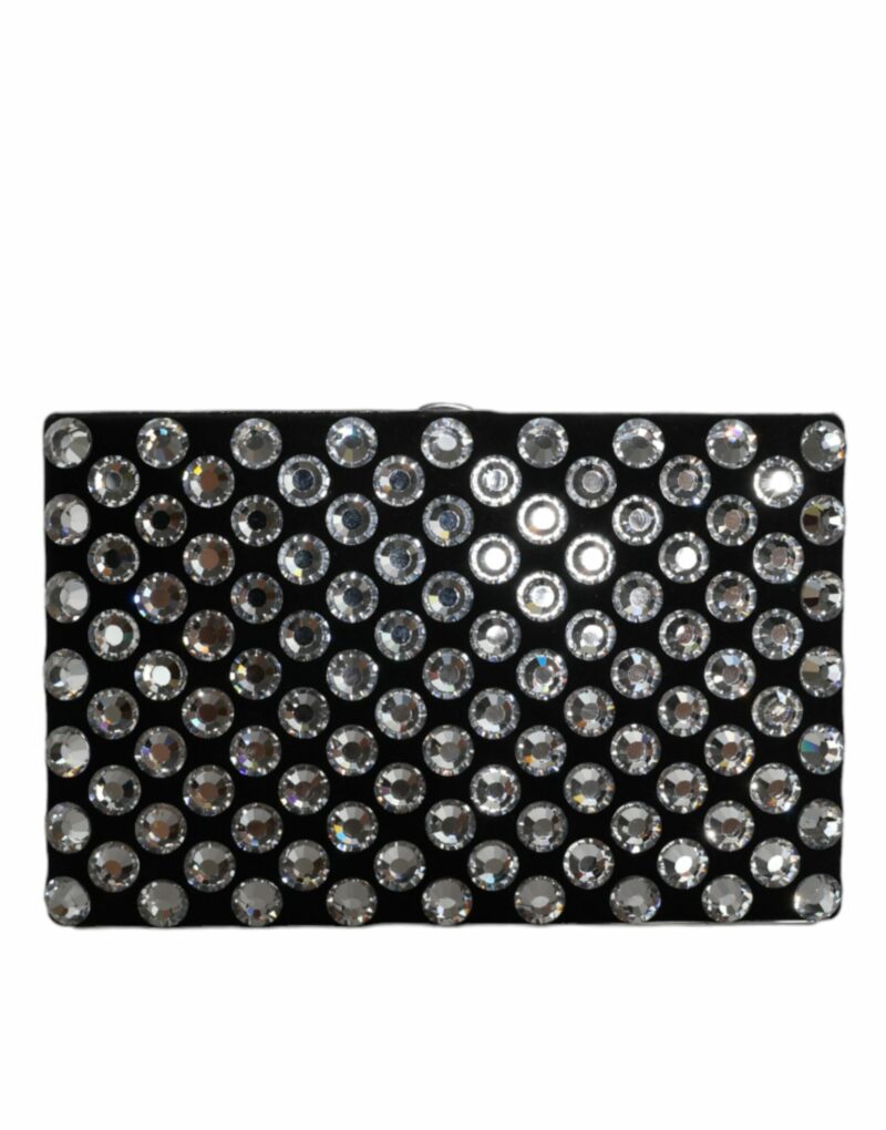 Dolce & Gabbana Black Velvet Crystal Clutch Evening Party Purse Bag - Image 2