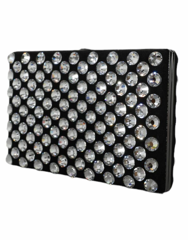 Dolce & Gabbana Black Velvet Crystal Clutch Evening Party Purse Bag - Image 3