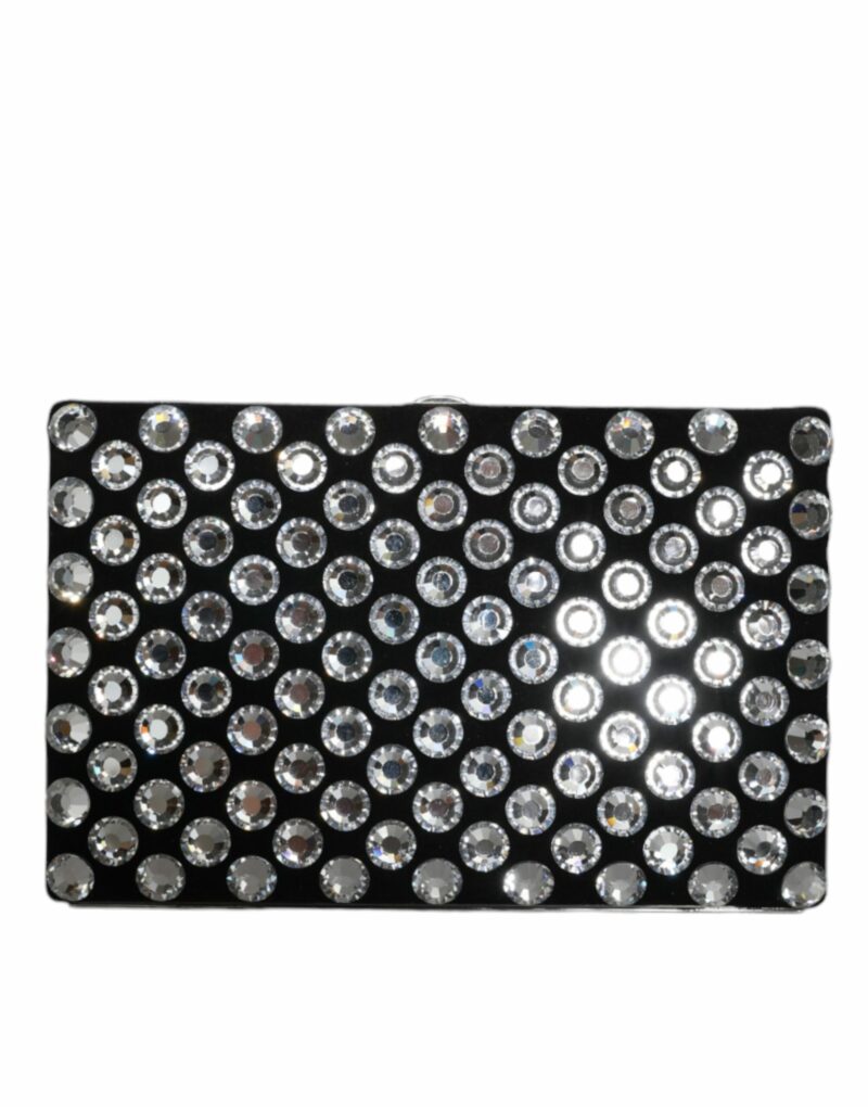 Dolce & Gabbana Black Velvet Crystal Clutch Evening Party Purse Bag - Image 4
