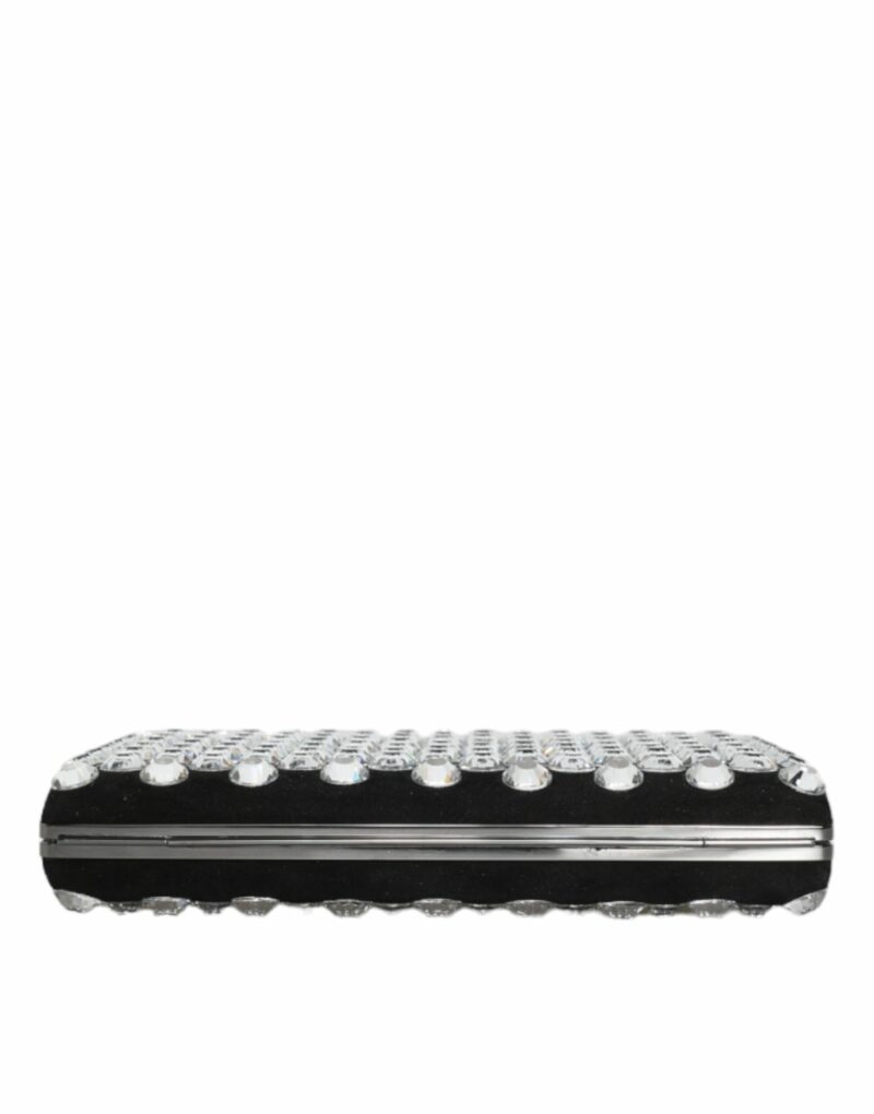 Dolce & Gabbana Black Velvet Crystal Clutch Evening Party Purse Bag - Image 6