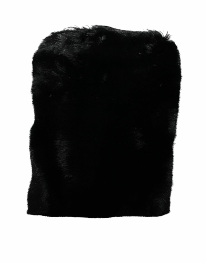 Dolce & Gabbana Black Faux Fur Silver Chain Crossbody Shoulder Purse Bag - Image 4