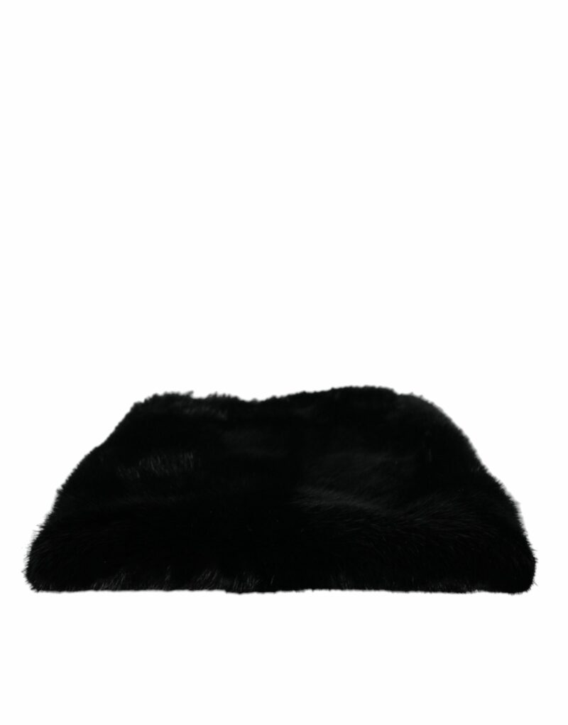 Dolce & Gabbana Black Faux Fur Silver Chain Crossbody Shoulder Purse Bag - Image 6