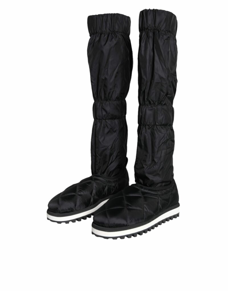 Dolce & Gabbana Black Quilted High Top Boots Sneakers Shoes - Image 3
