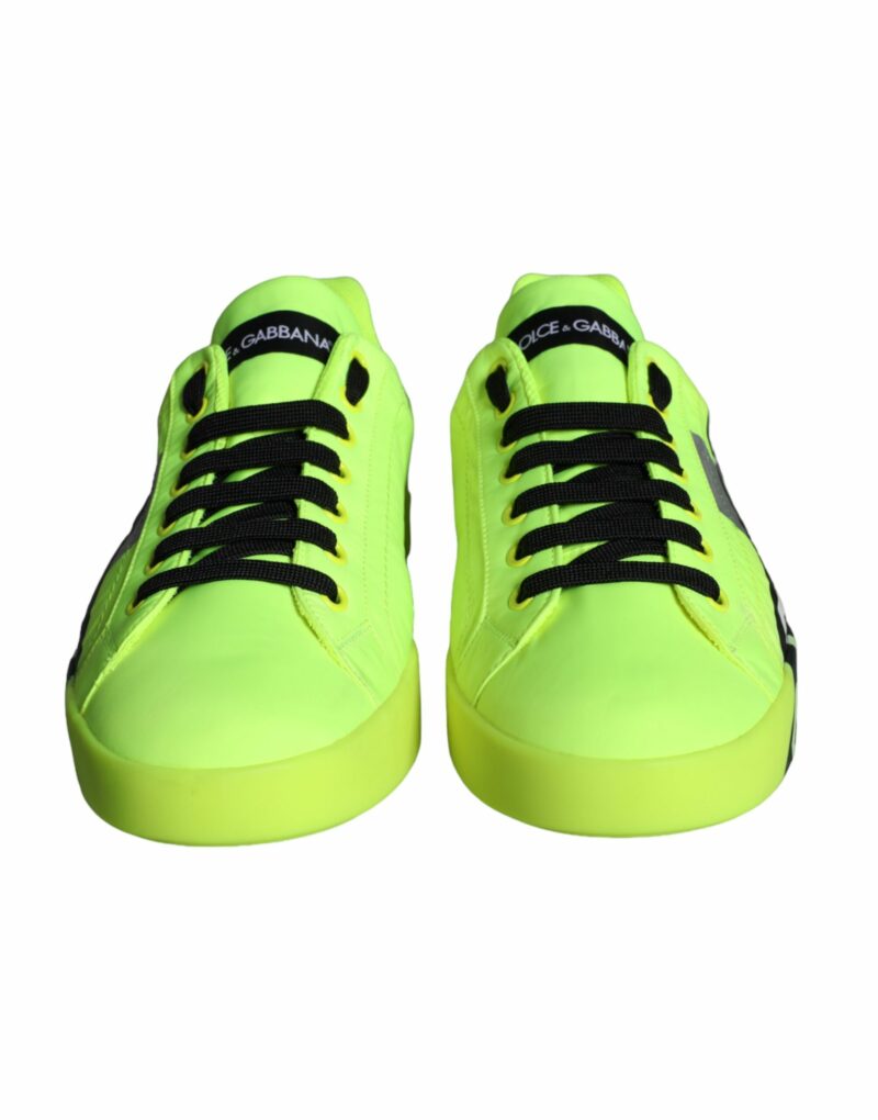 Dolce & Gabbana Neon Green Logo Tape Low Top Sneakers Shoes - Image 2