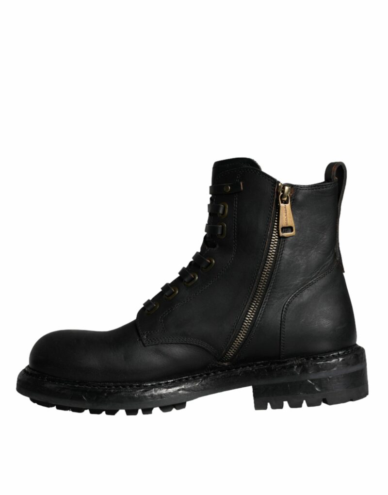 Dolce & Gabbana Black Lace Up Mid Calf Boots Men Shoes - Image 6