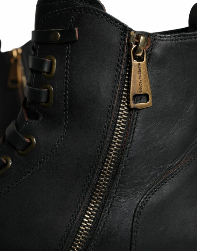 Dolce & Gabbana Black Lace Up Mid Calf Boots Men Shoes - Image 8