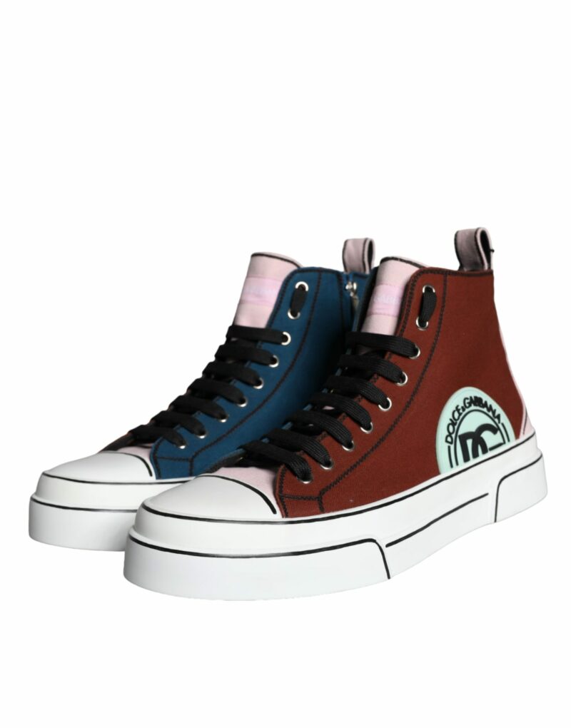 Dolce & Gabbana Multicolor Patchwork High Top Sneaker Shoes - Image 3