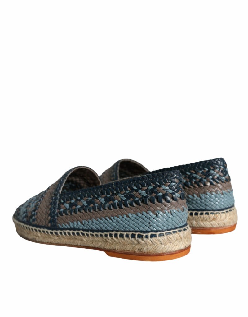 Dolce & Gabbana Blue Gray Woven Leather Buffalo Espadrille Shoes - Image 5