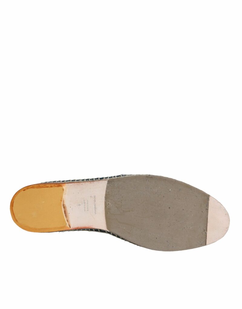 Dolce & Gabbana Blue Gray Woven Leather Buffalo Espadrille Shoes - Image 6